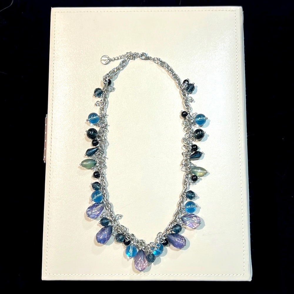 Talbots clustered glass bead 16” necklace in various shades of blue.